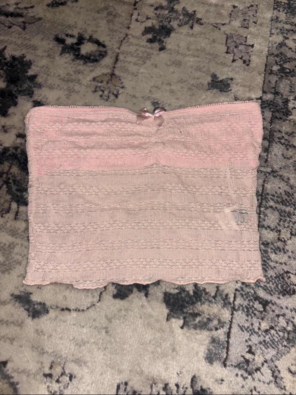 SHEIN Pink Lace Strapless Crop Top